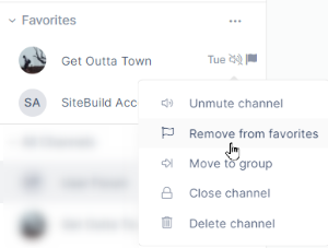 Remove channel from favorites option in sidebar