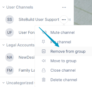 Remove channel from group option in sidebar